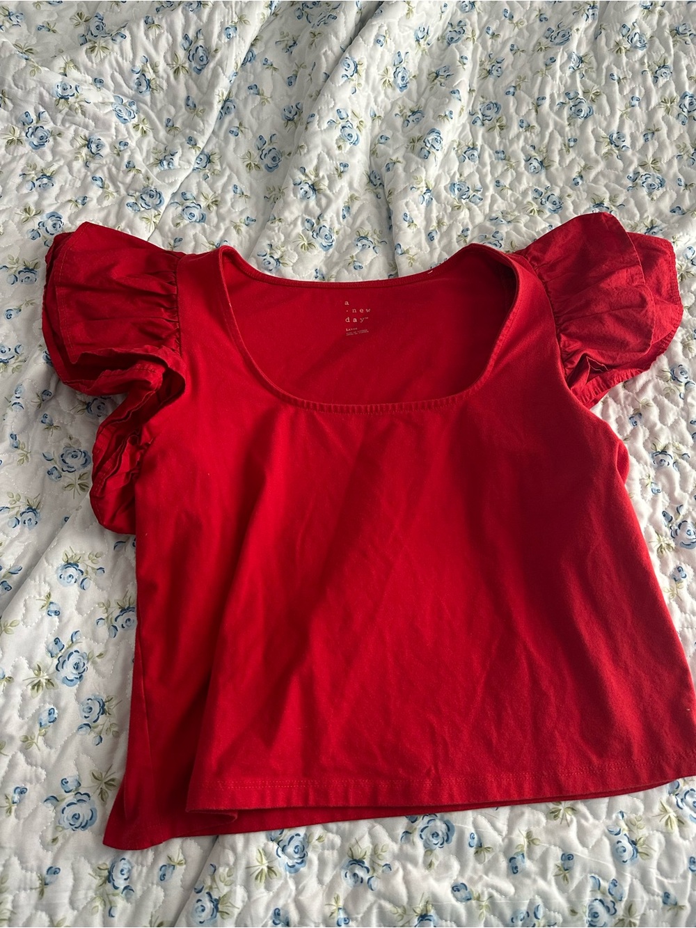 Bright Red Puff Sleeve Crop Top